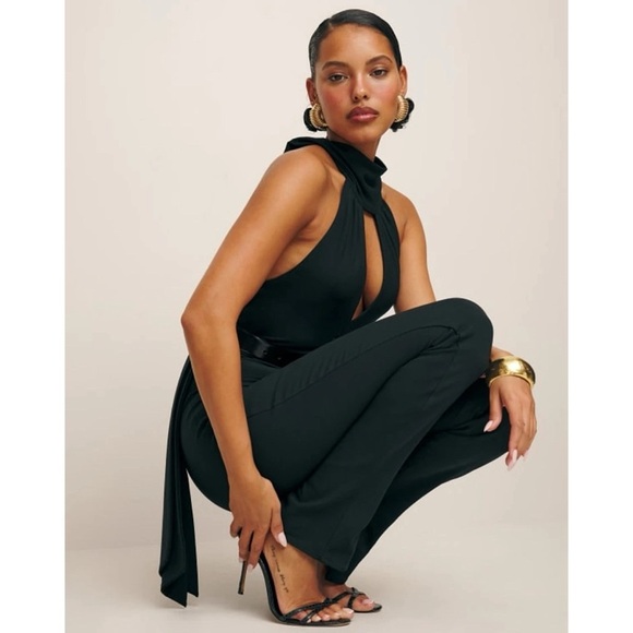 NWT Reformation Vienna Knit Top Mock Neck Halter in Black - Picture 6 of 11